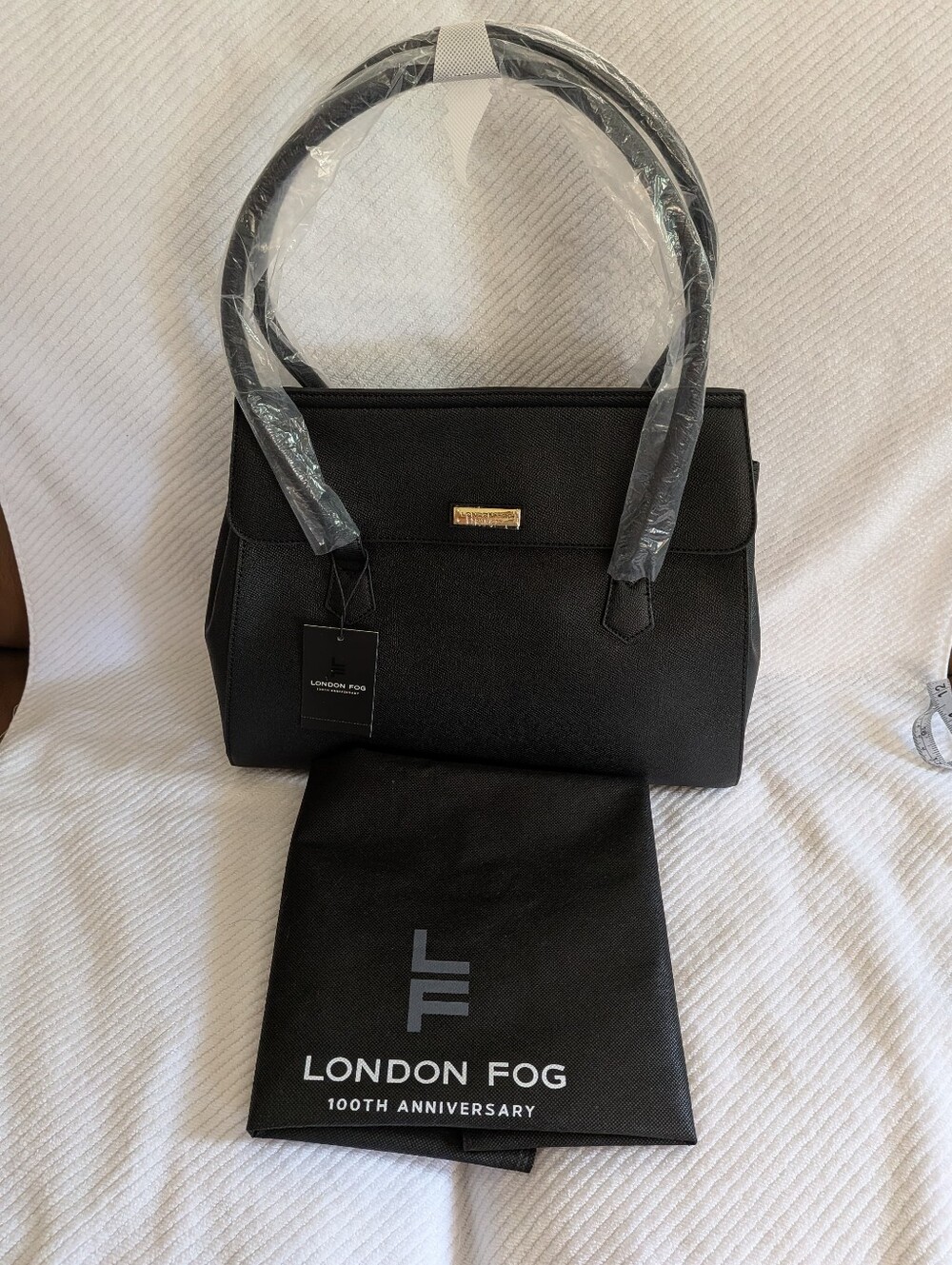 London Fog Black Structured Top-Handle Satchel